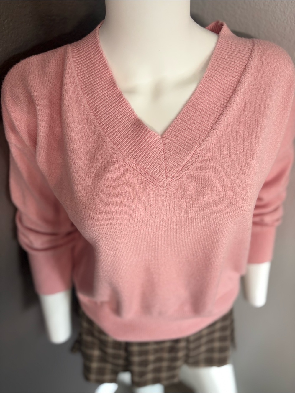 Philosophy Soft Pink V-Neck Pullover Sweater - Picture 3 of 5